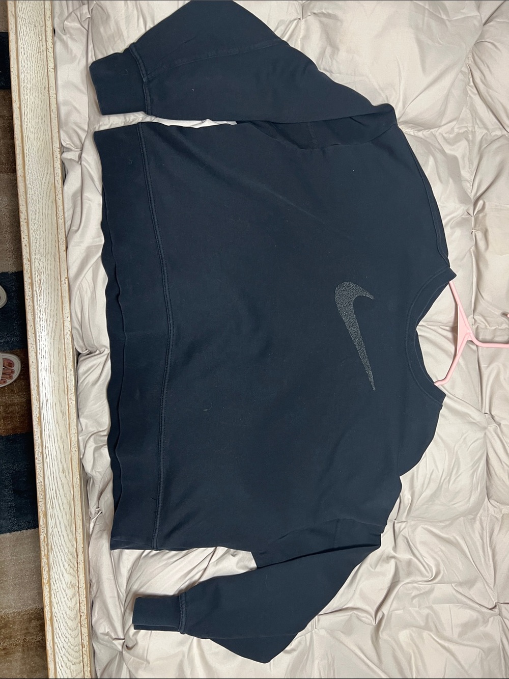 Women’s Nike Black Sweatshirt with raised Swoosh sign in gray